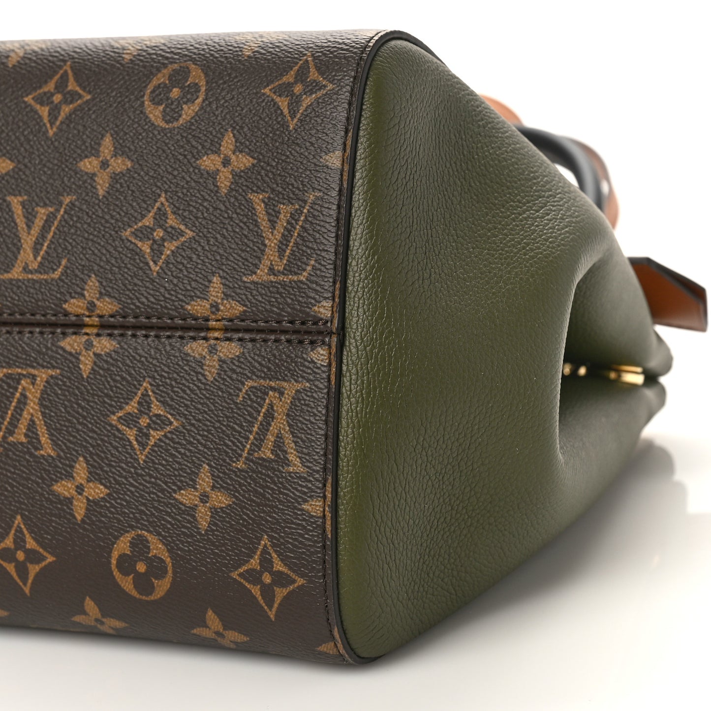 Calfskin Monogram Fold Tote PM Cream Khaki Black