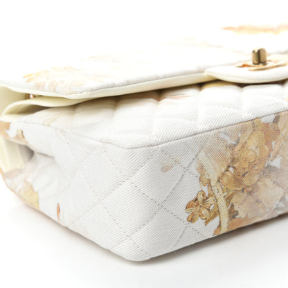 Chanel Denim Floral Printed Medium Double Flap Beige 6 of 12
