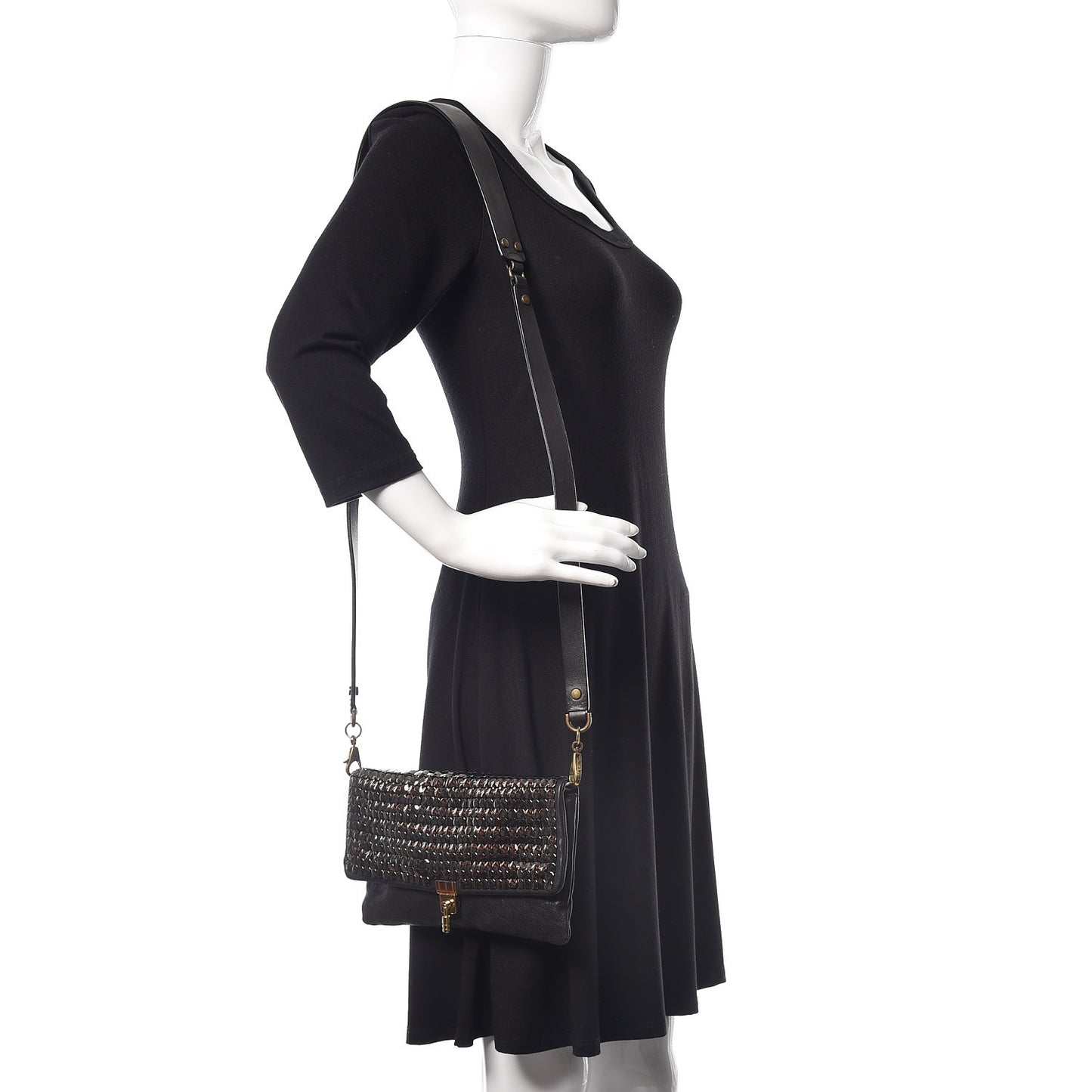 Calfskin Studded Shoulder Bag Black
