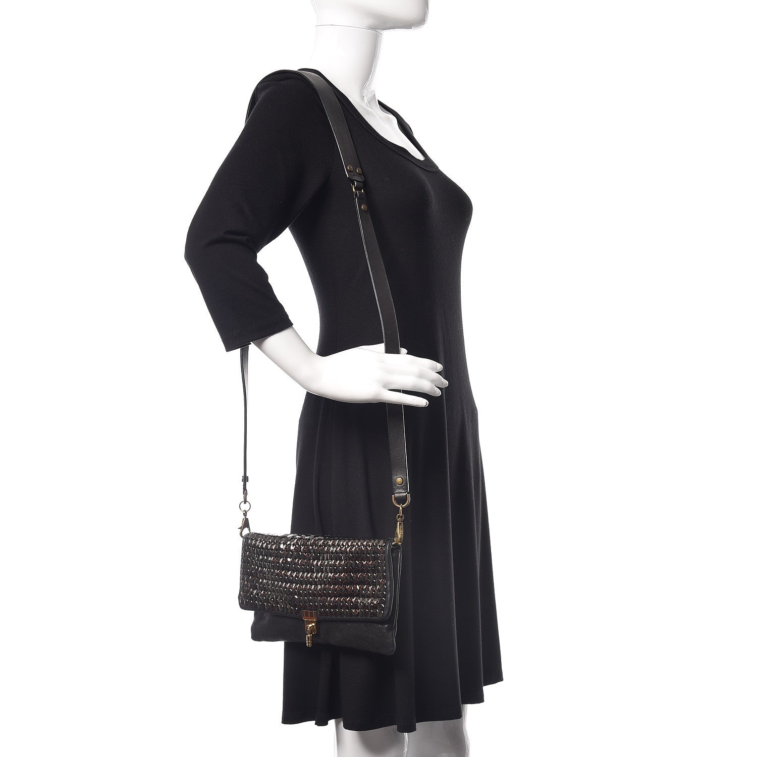 Lanvin Calfskin Studded Shoulder Bag Black 2 of 8
