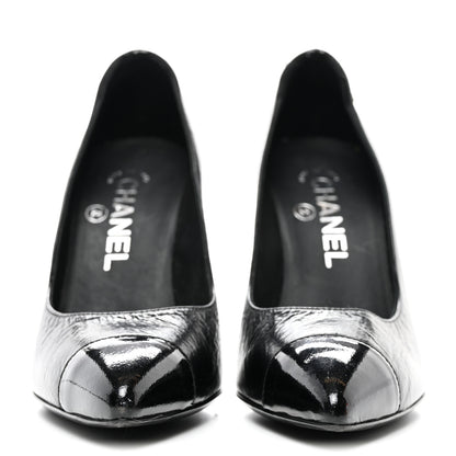 Chanel Crumpled Calfskin Knotted Heel Cap Toe Pumps 35 Black 2 of 8