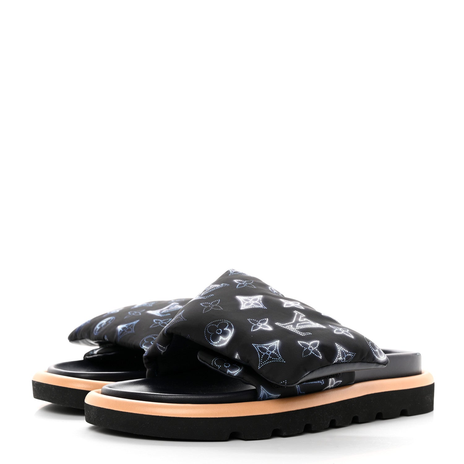 Louis Vuitton Nylon Monogram Womens Pool Pillow Comfort Mules 41 Navy Blue 3 of 10