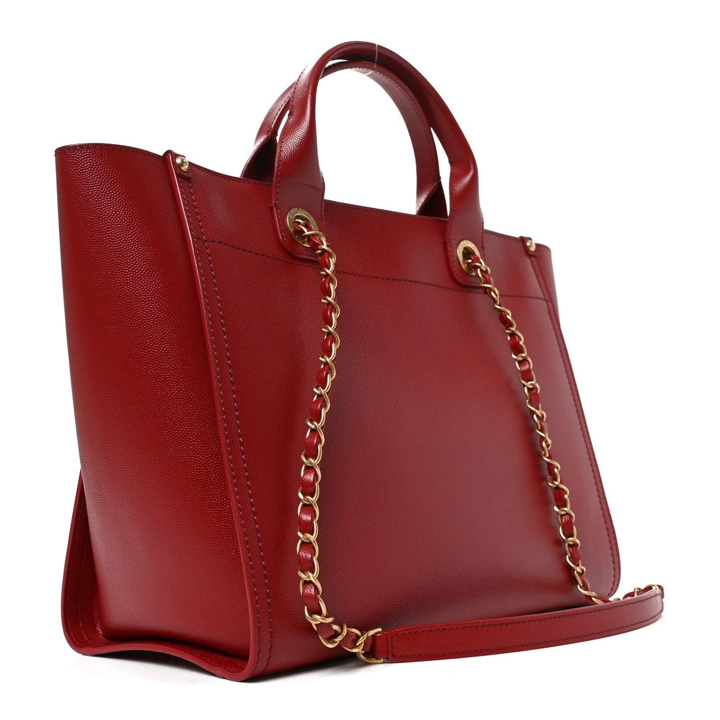 Caviar Small Studded Deauville Tote Red