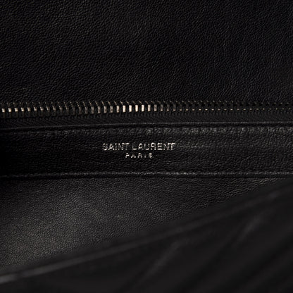 Saint Laurent Sheepskin Matelasse Chevron Monogram Large College Satchel Black 7 of 10