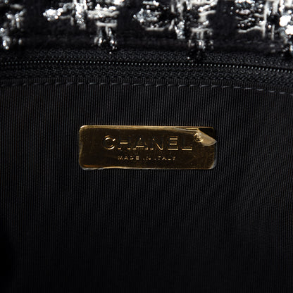 Chanel Tweed Quilted Maxi Chanel 19 Flap Black Silver Ecru 8 of 10