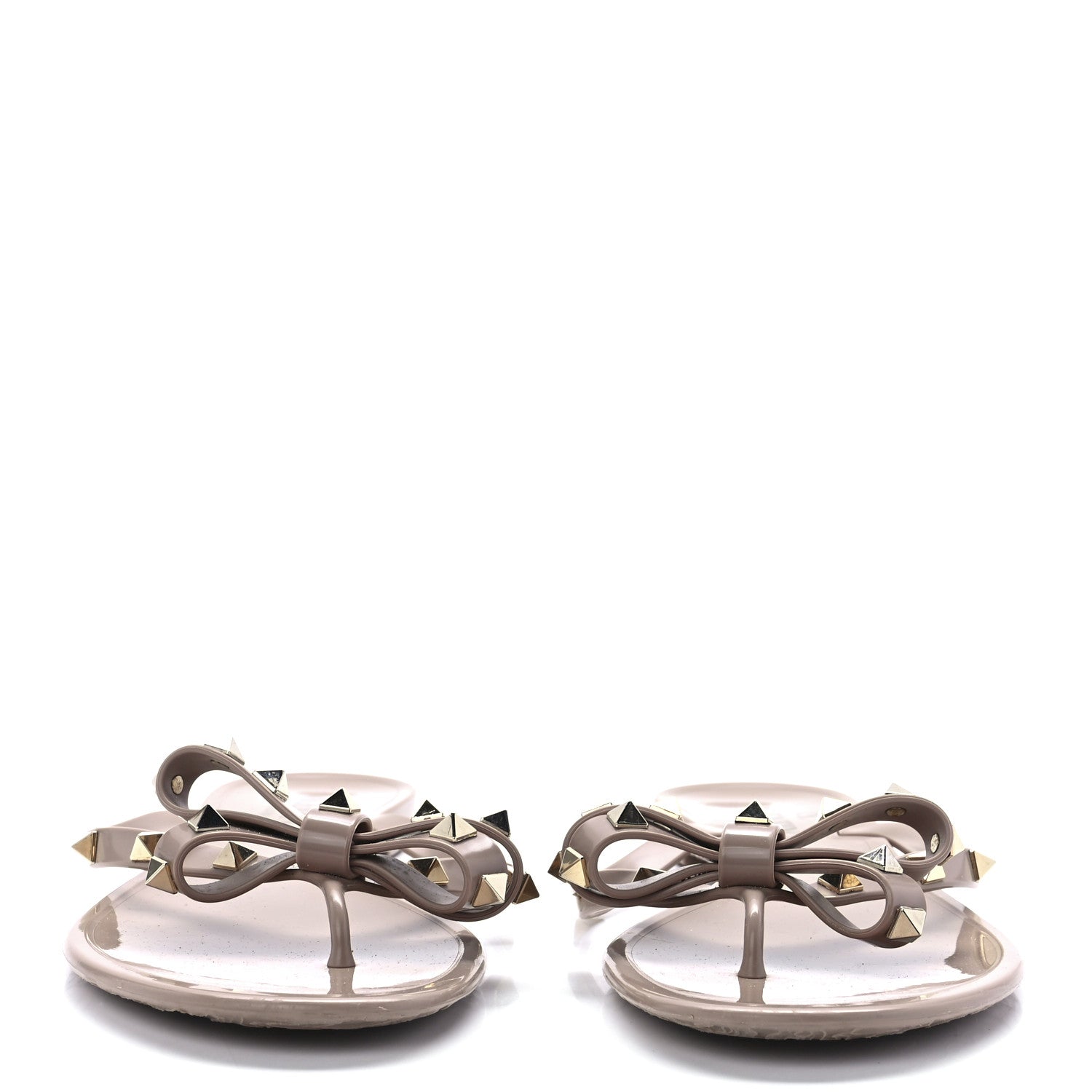 Valentino Garavani PVC Jelly Rockstud Bow Thong Sandals 40 Poudre 2 of 8