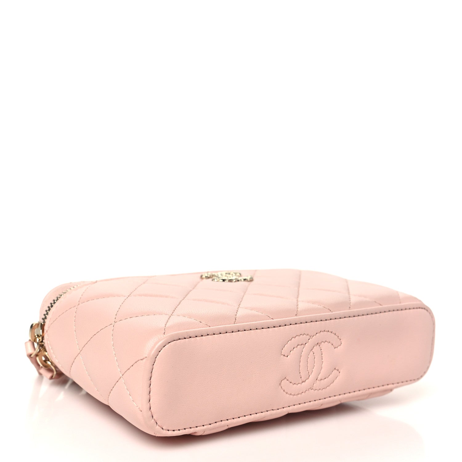 Chanel Lambskin Quilted Metal Enamel Flower Mini Top Handle Vanity Case With Chain Light Pink 4 of 11