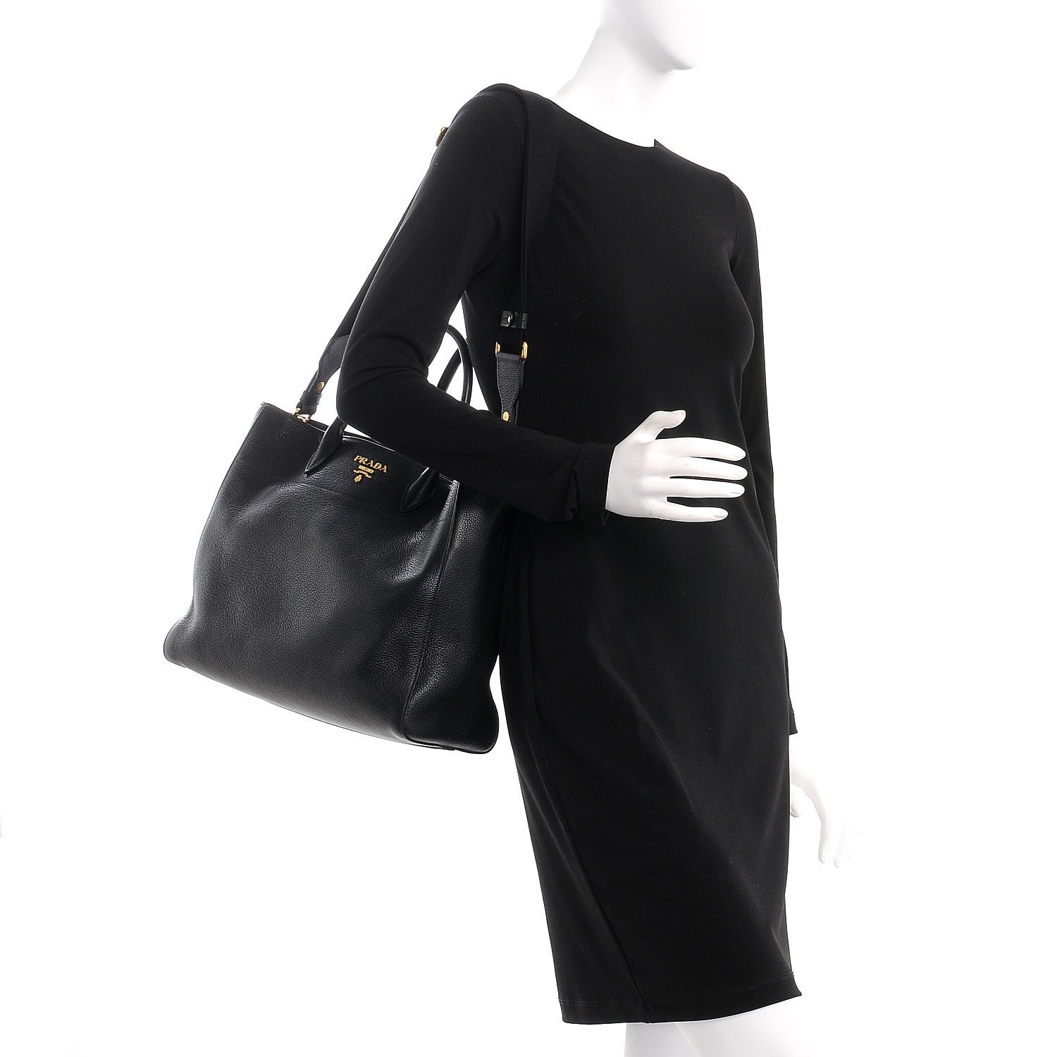 Prada Vitello Daino Tote Nero Black 2 of 10