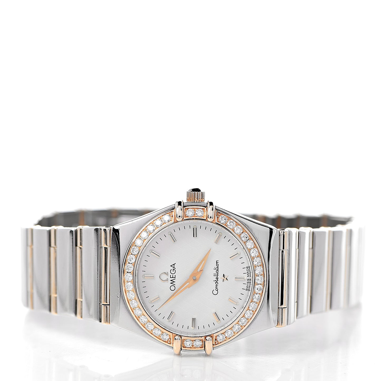 Stainless Steel 18K Yellow Gold Diamond Bezel 25mm Constellation Quartz Watch White 1277.30.00