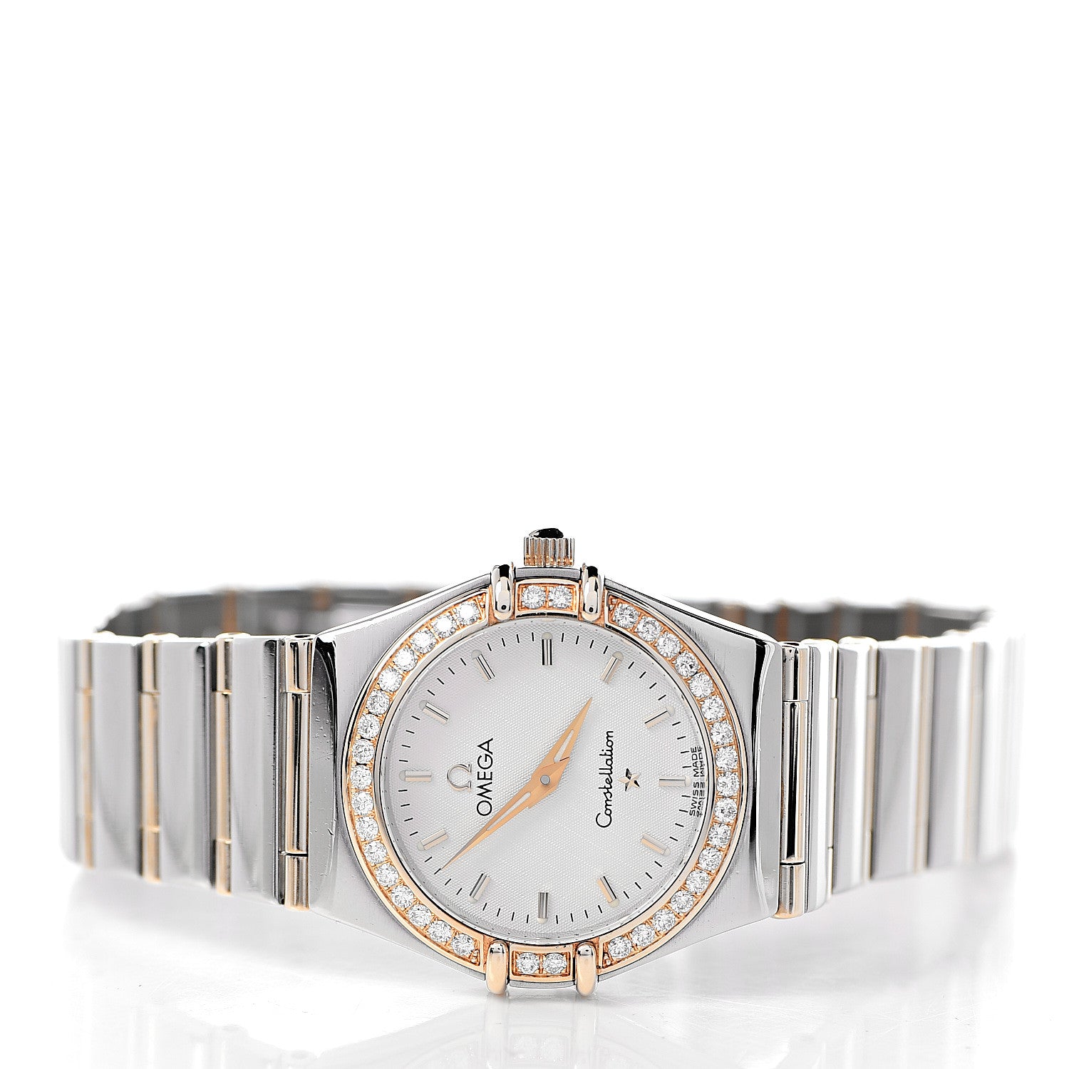 Omega Stainless Steel 18K Yellow Gold Diamond Bezel 25mm Constellation Quartz Watch White 1277.30.00 3 of 7