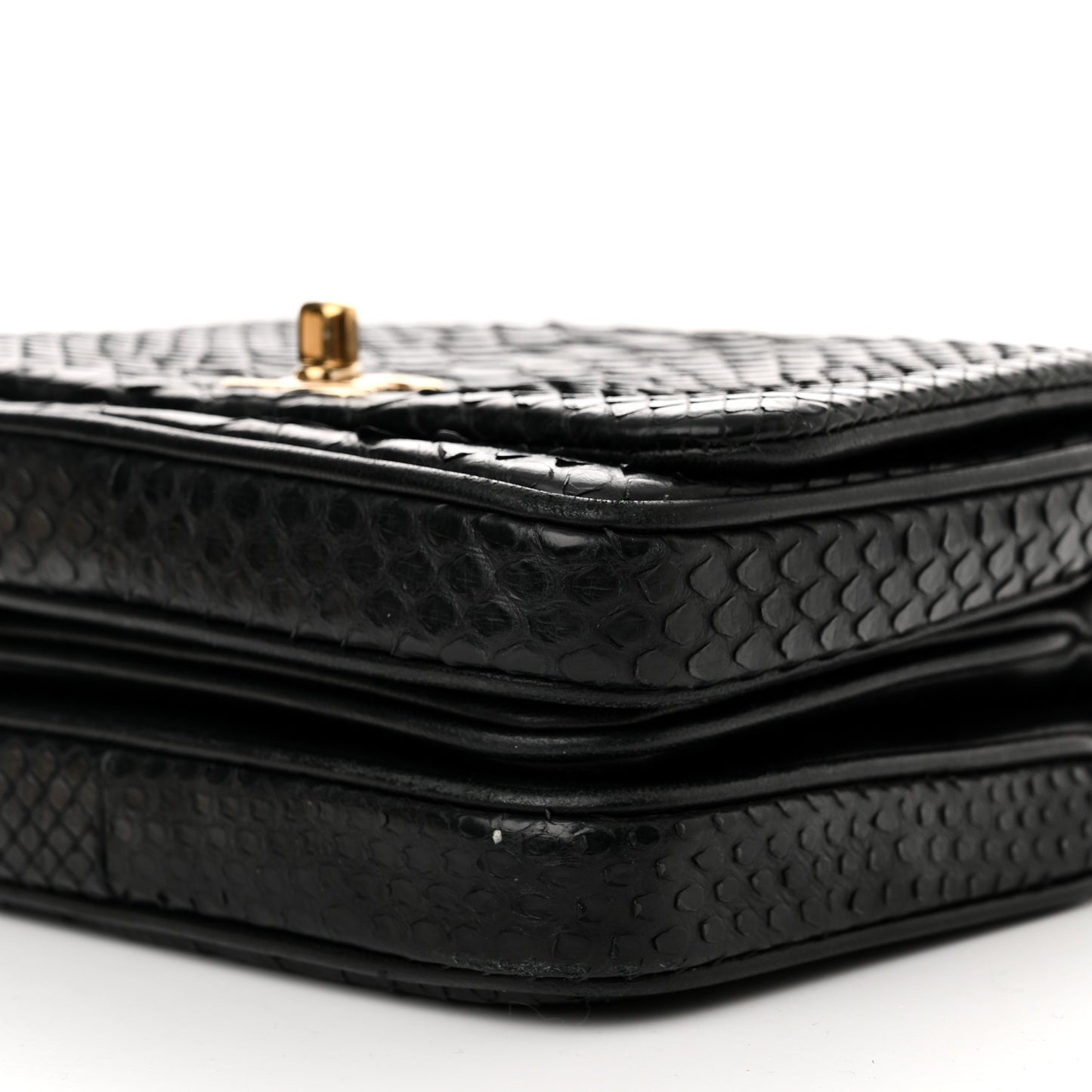 Snakeskin Quilted Mini Citizen Chic Flap Black