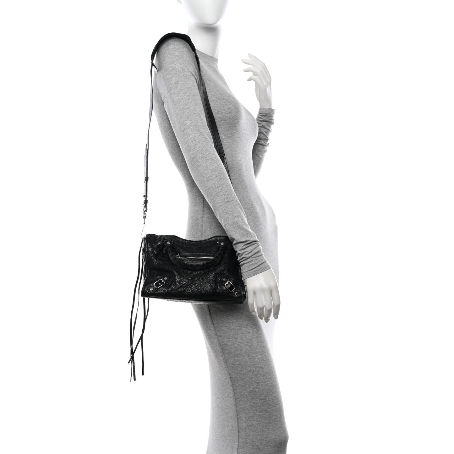 Agneau Classic Silver Hardware Mini City Black