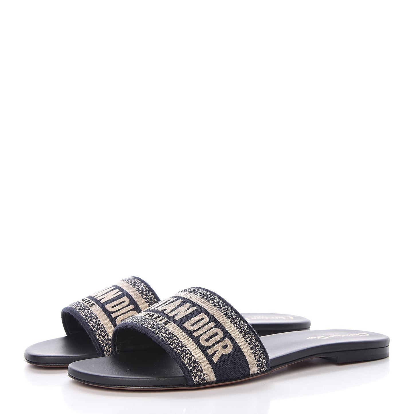 Canvas Embroidered Dway Mules Slide Sandals 40 Deep Blue