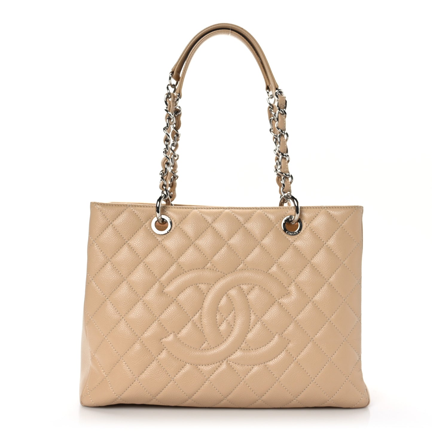 Caviar Quilted Grand Shopping Tote GST Beige Clair