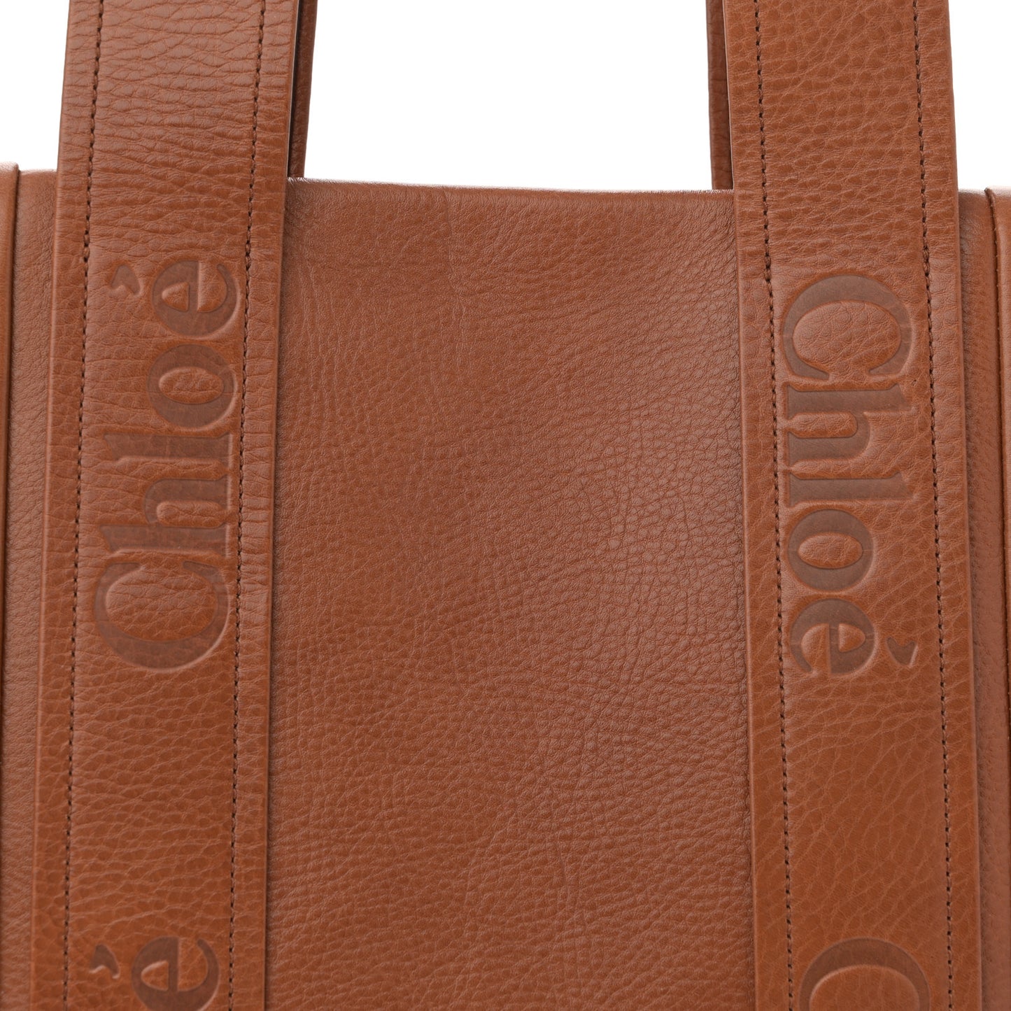 Shiny Grained Calfskin Medium Woody Tote Tan