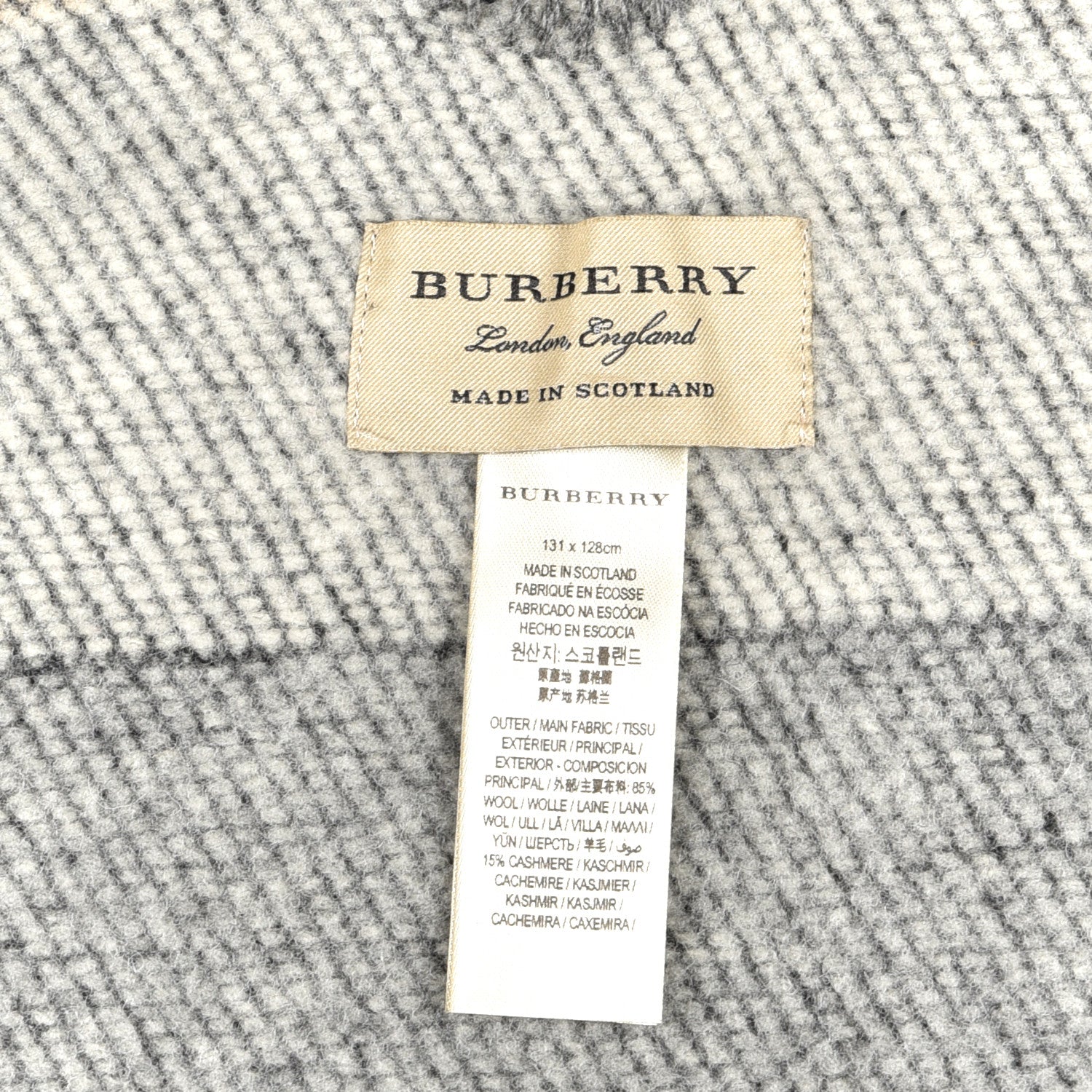 Burberry Cashmere Wool Mega Check Cape Scarf Scarf Natural 4 of 4