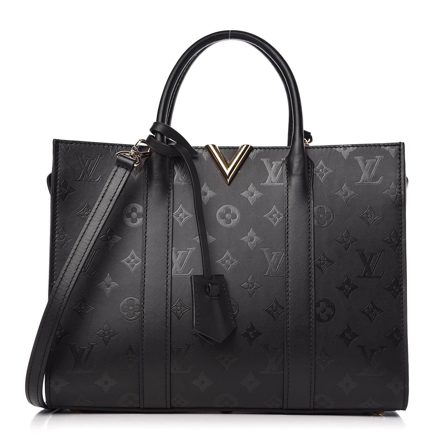 Louis Vuitton Monogram Cuir Plume Very Tote MM Black 1 of 11
