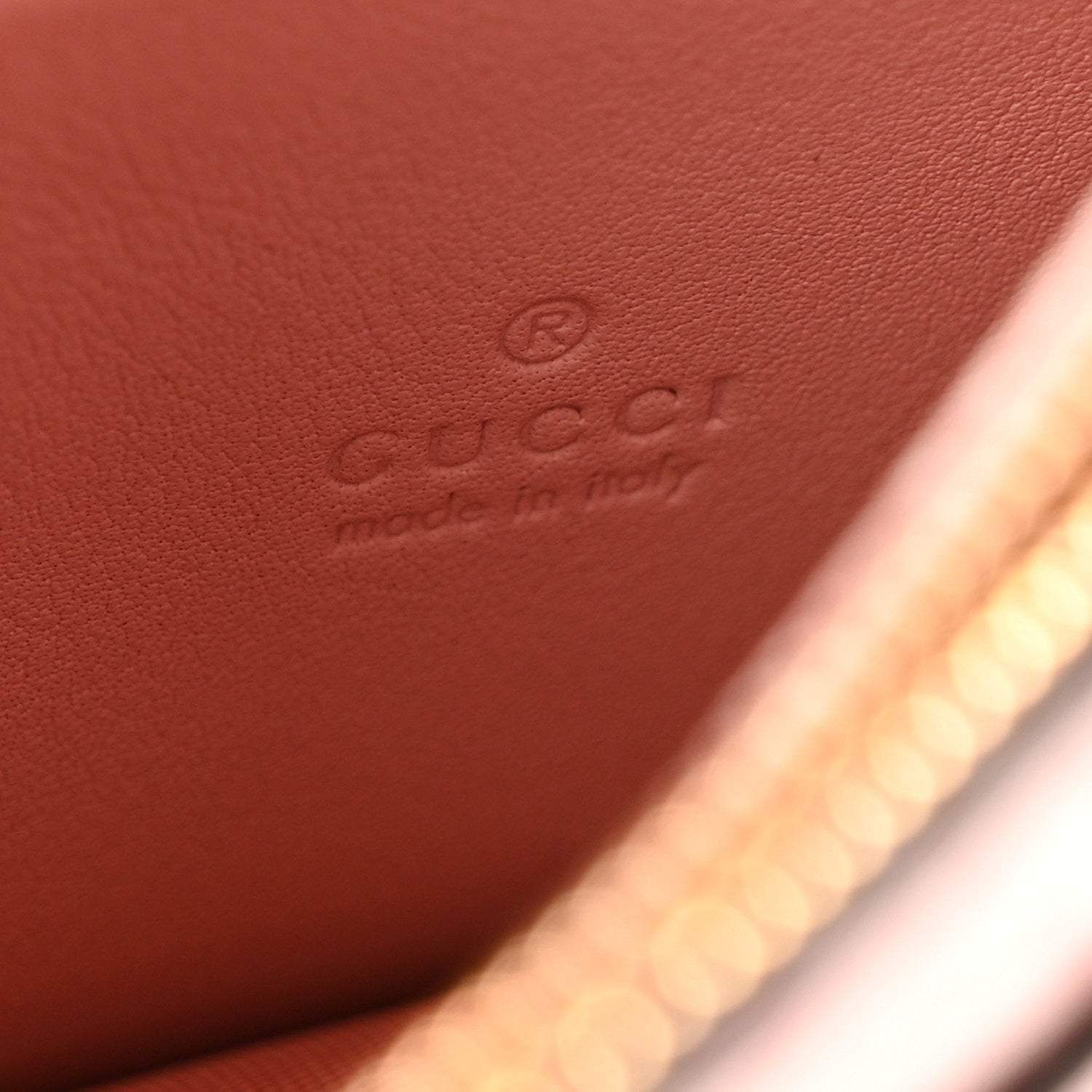 Gucci GG Supreme Monogram Textured Calfskin Emblem Wallet On Chain Pink 6 of 11