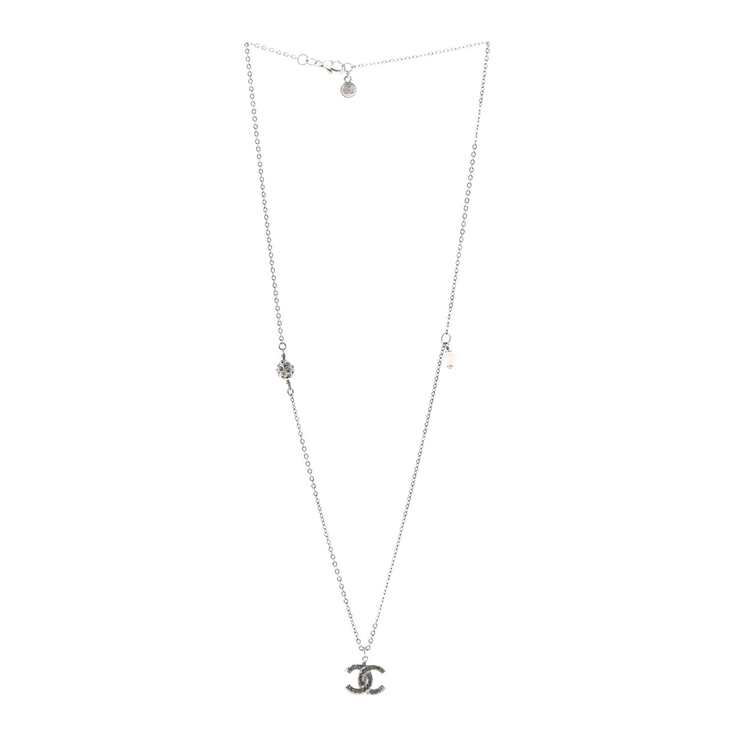 Crystal CC Pendant Necklace Silver