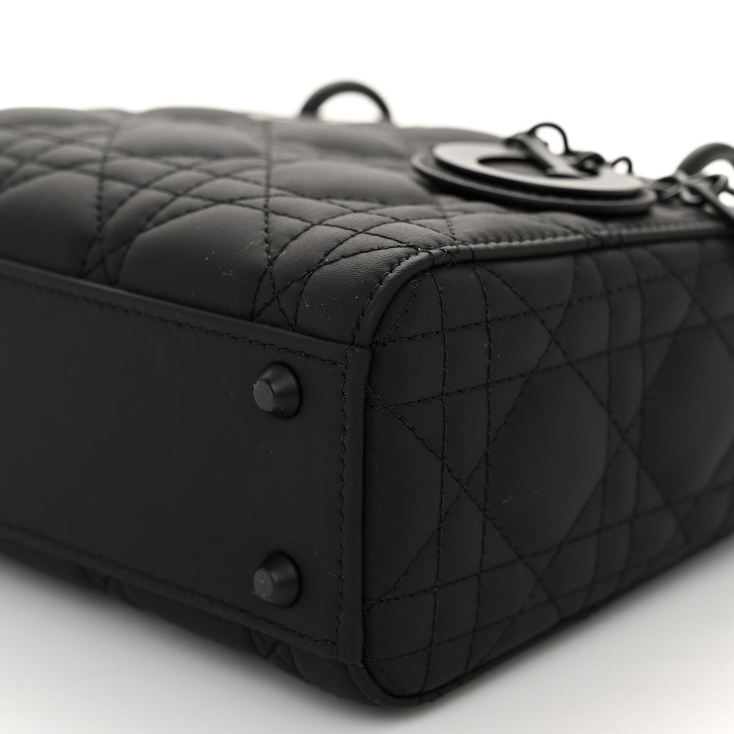 Ultra Matte Calfskin Cannage Mini Lady Dior Black