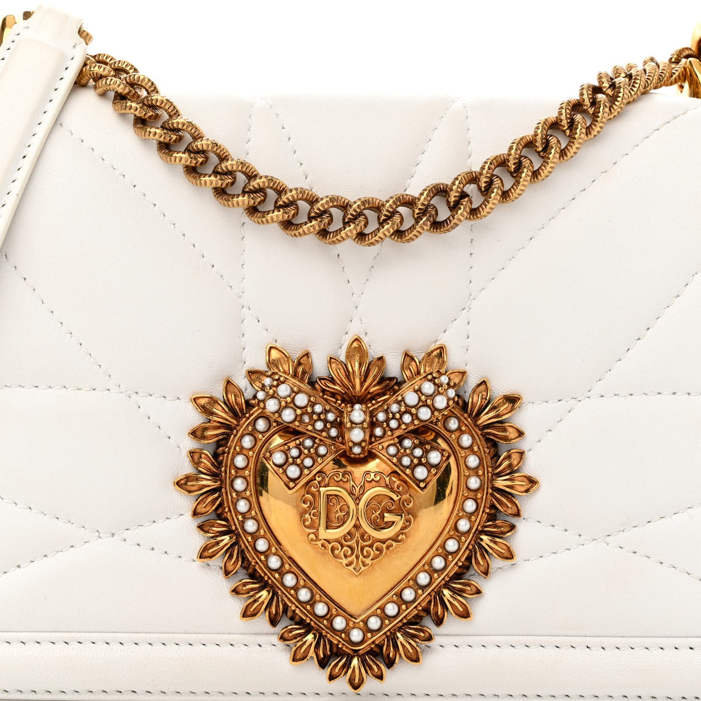 Calfskin Medium Devotion Crossbody Bag White