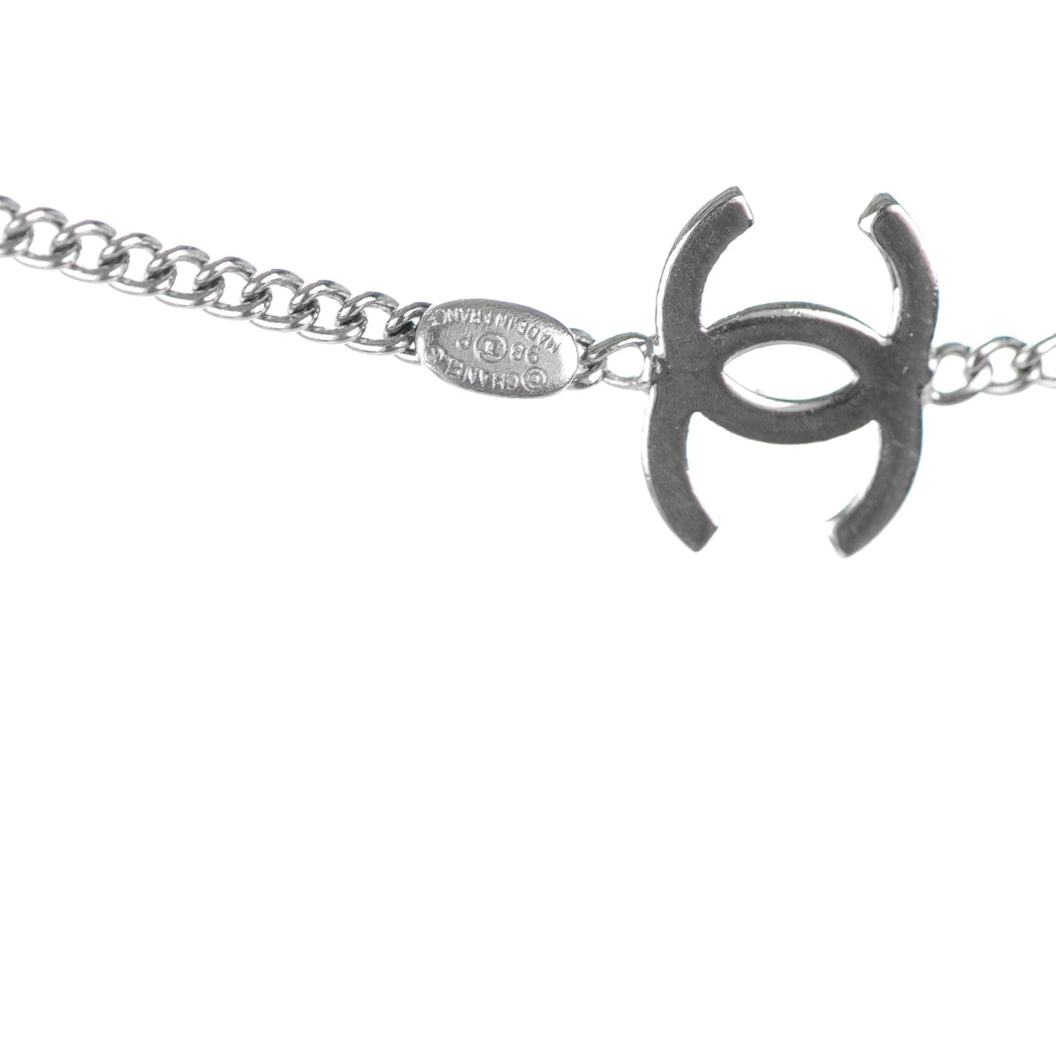 Chanel Stone CC Long Chain Necklace Silver 3 of 4