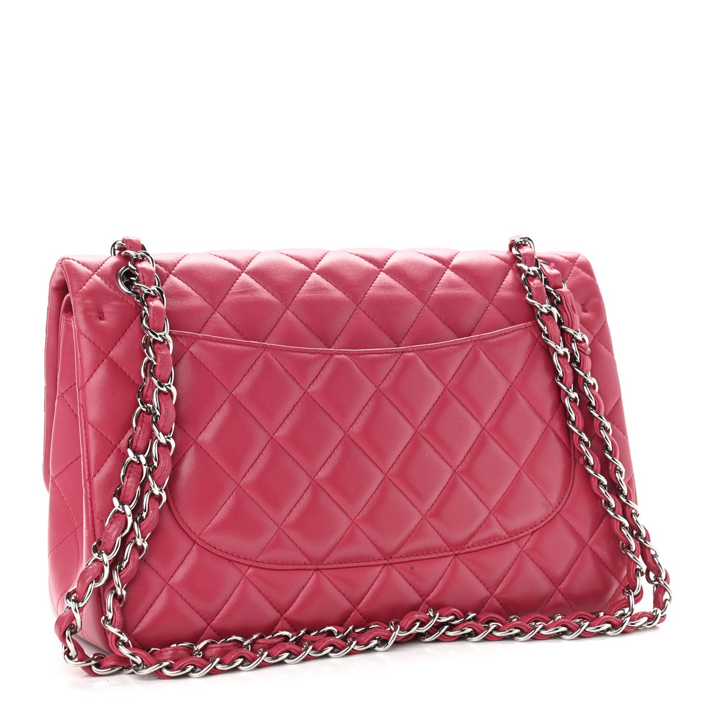 Lambskin Quilted Jumbo Double Flap Dark Pink