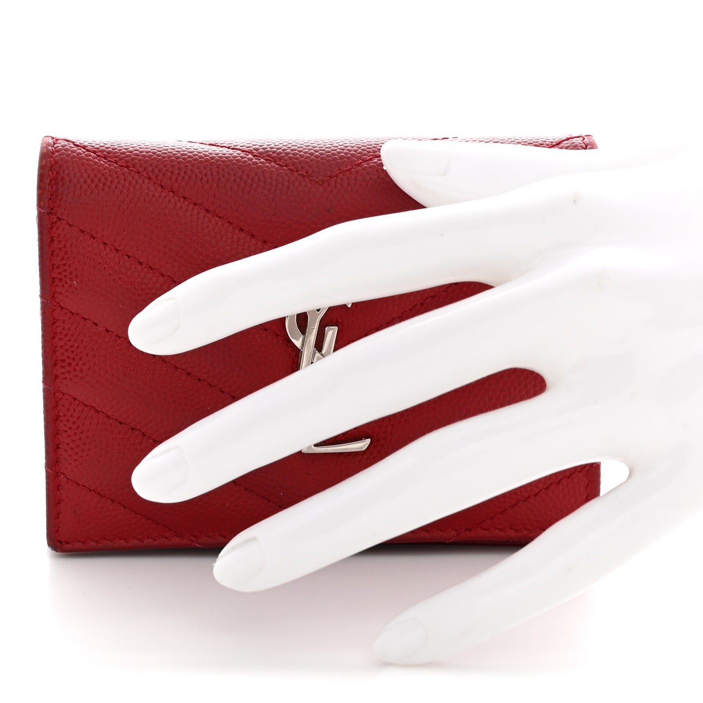 Grain De Poudre Matelasse Chevron Monogram Flap Card Case Red