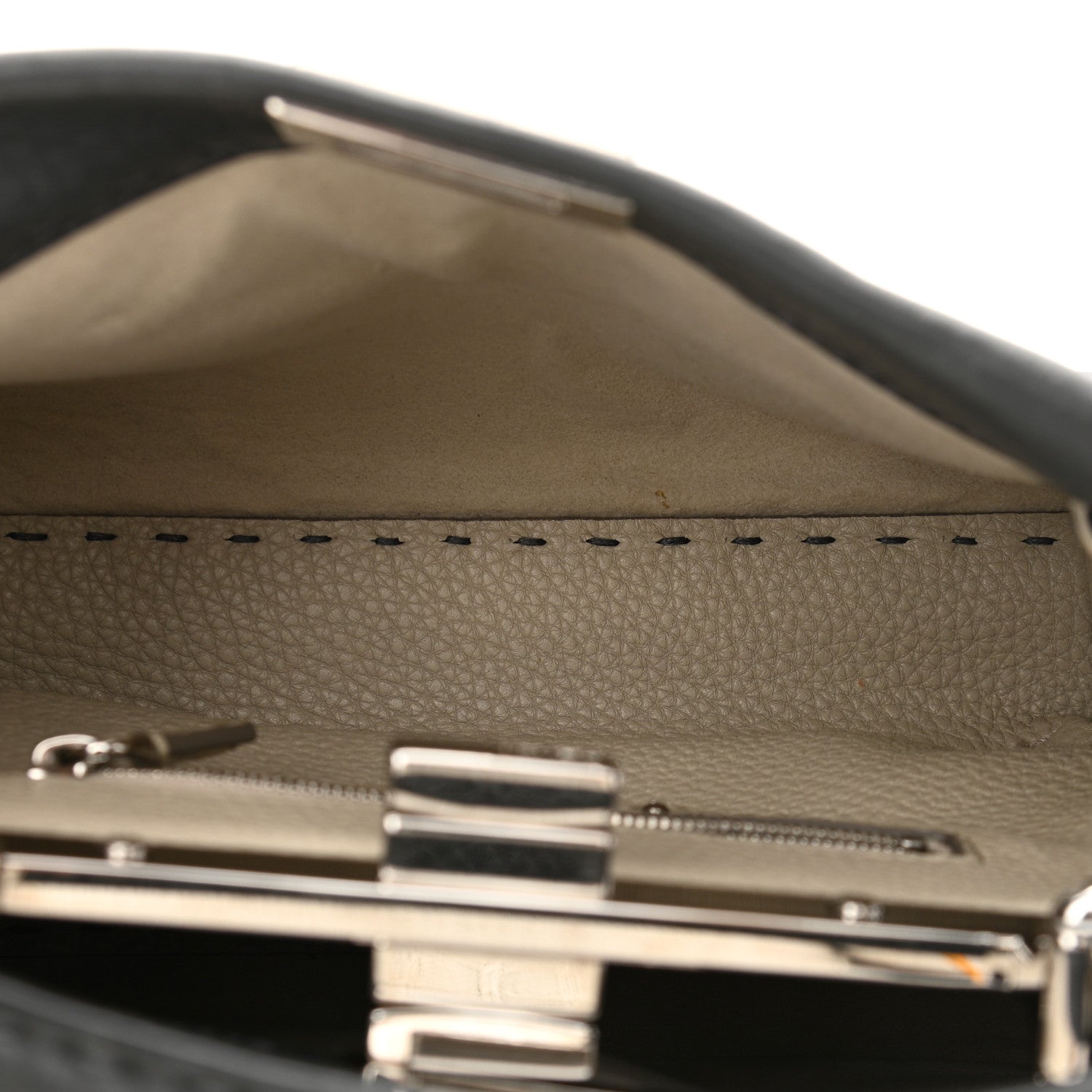 Fendi Cuoio Romano Selleria Bi-Color Mini Peekaboo Iconic Satchel Asfalto Latte 6 of 11