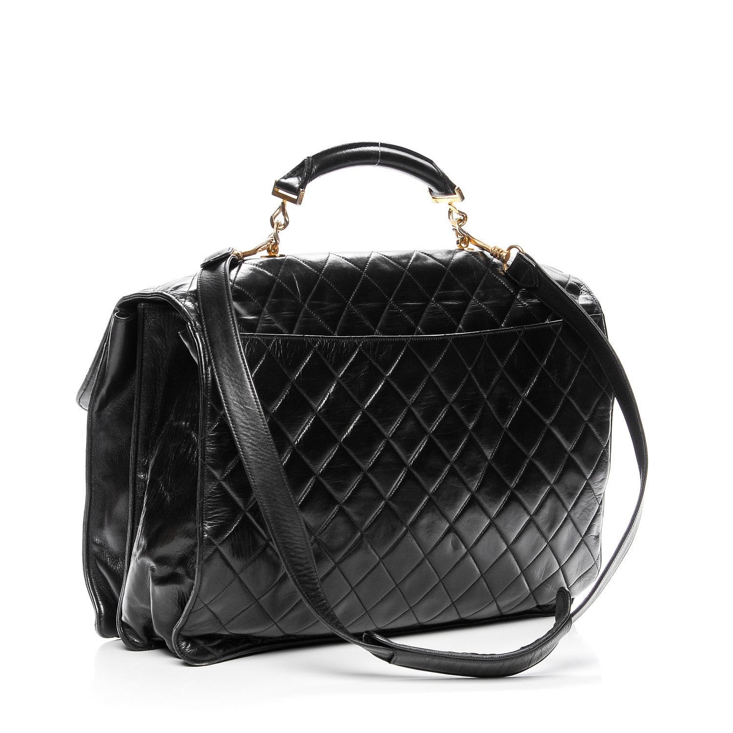 Chanel Lambskin Quilted Briefcase Laptop Bag Black 3 of 11