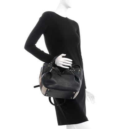 Burberry Grainy Calfskin House Check Small Maidstone Black 3 of 7