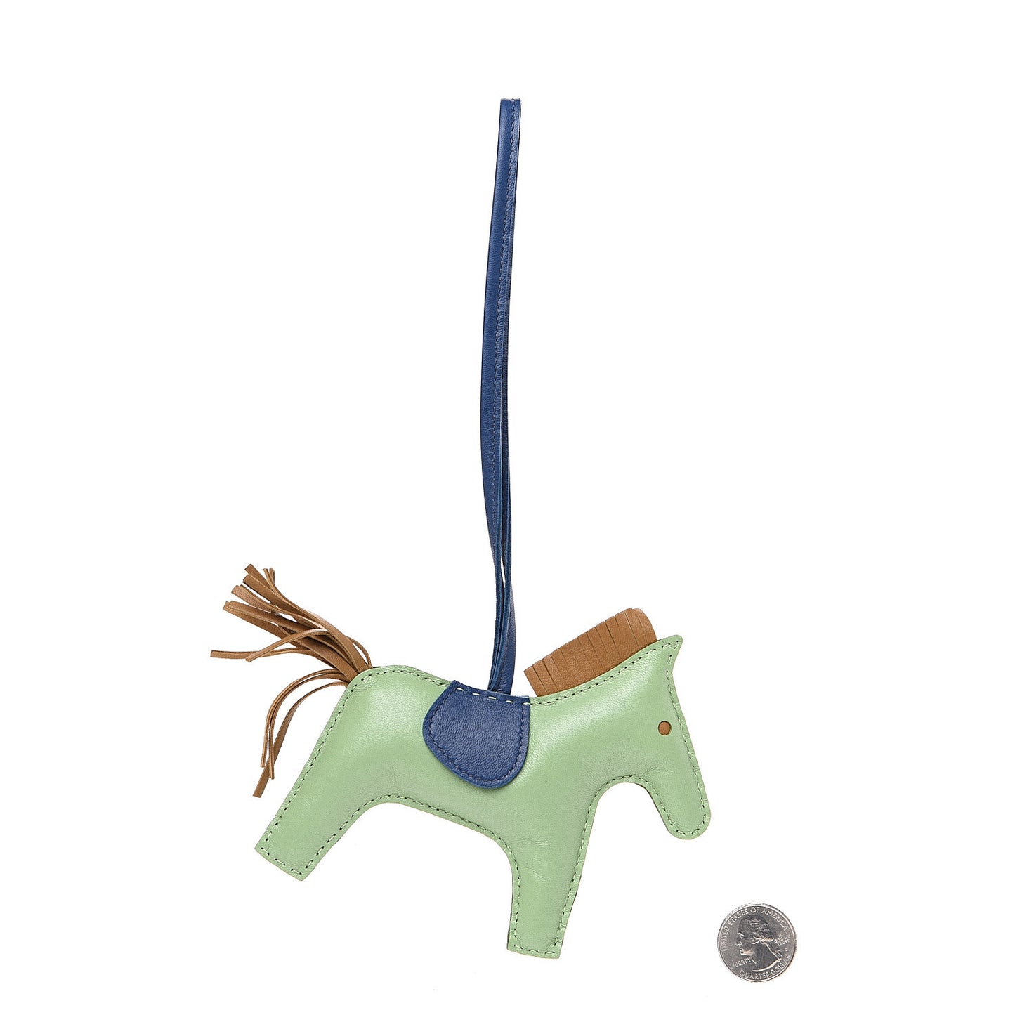 Milo Lambskin Grigri Rodeo Horse Bag Charm MM Vert Criquet Sesame Bleu de Malte