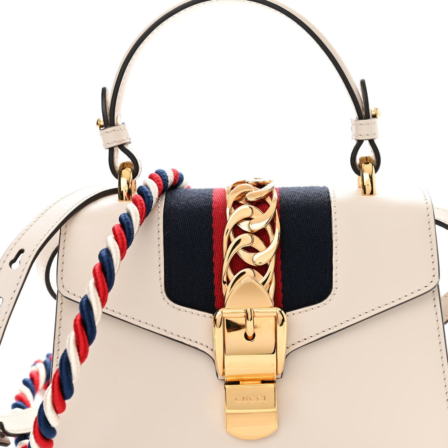 Calfskin Mini Sylvie Top Handle Bag White
