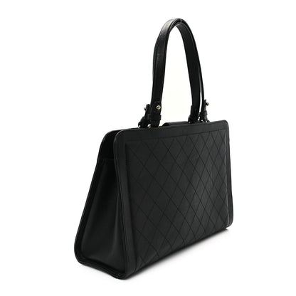 Chanel Grained Calfskin Stitched Large Label Click Shopper Tote Black 3 of 12