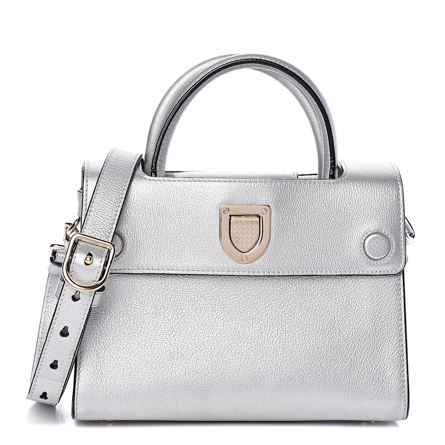 Christian Dior Metallic Grained Calfskin Mini Diorever Flap Silver 1 of 16
