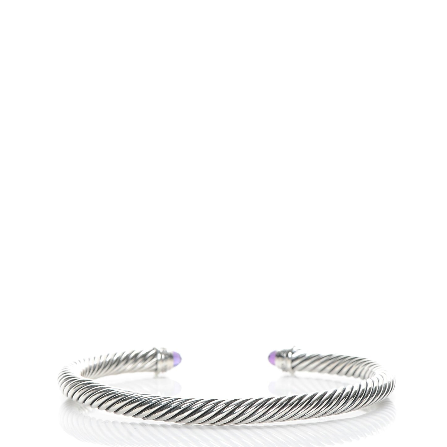 Sterling Silver Diamond Amethyst 5mm Cable Classics Bracelet