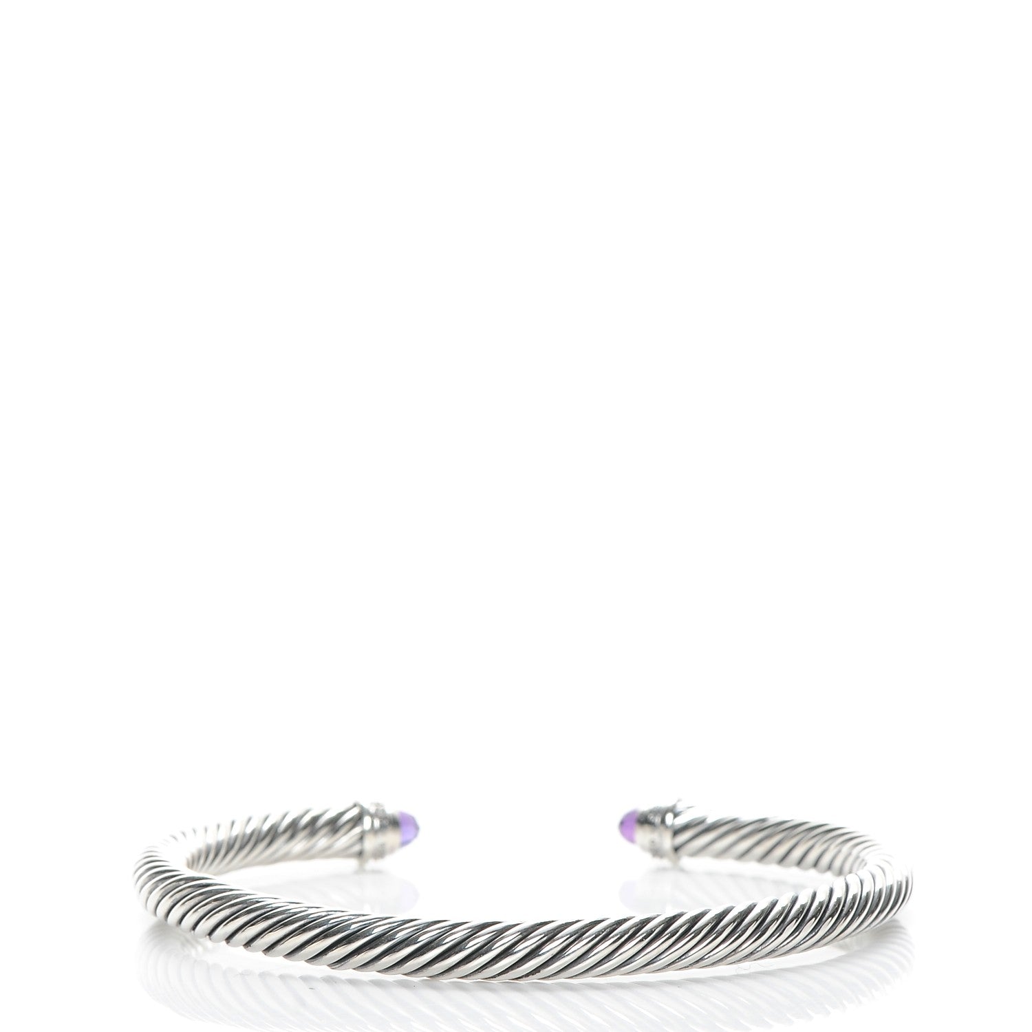 David Yurman Sterling Silver Diamond Amethyst 5mm Cable Classics Bracelet 3 of 6
