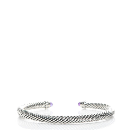 David Yurman Sterling Silver Diamond Amethyst 5mm Cable Classics Bracelet 3 of 6