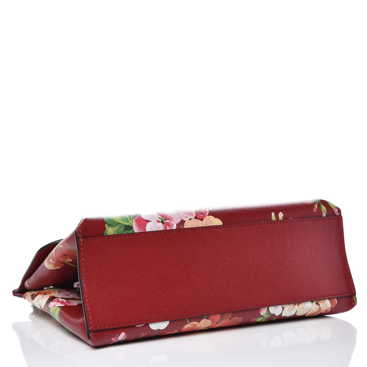 Gucci Shangai Calfskin Blooms Print Small Bamboo Daily Top Handle Bag Romantic Cerise Multicolor 4 of 9