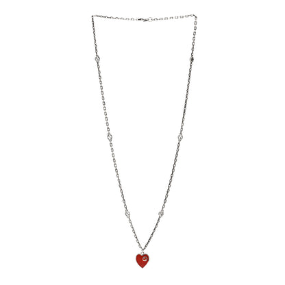 Gucci Sterling Silver Enamel Interlocking G Heart Necklace Red 2 of 5
