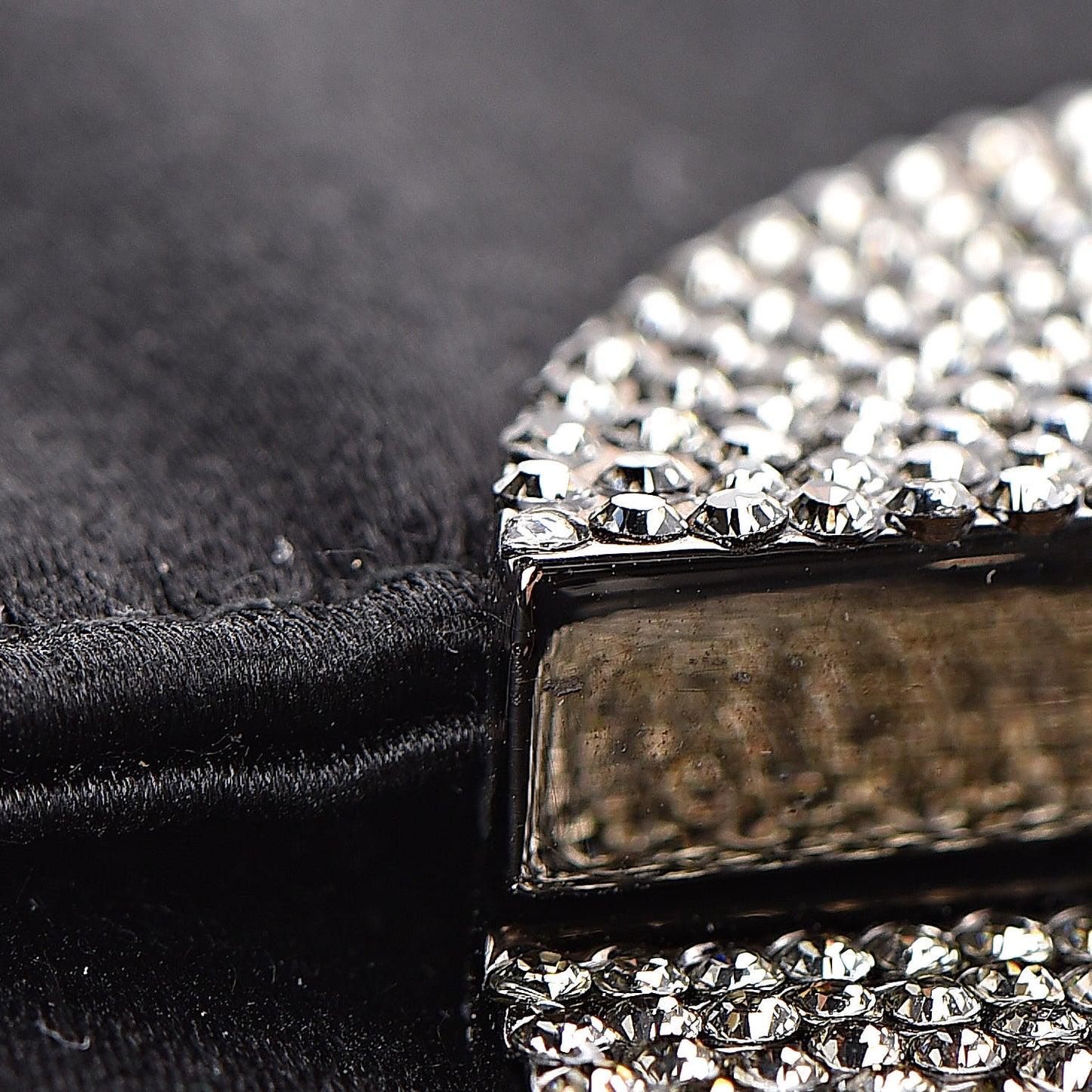 Satin Crystal Clutch Black