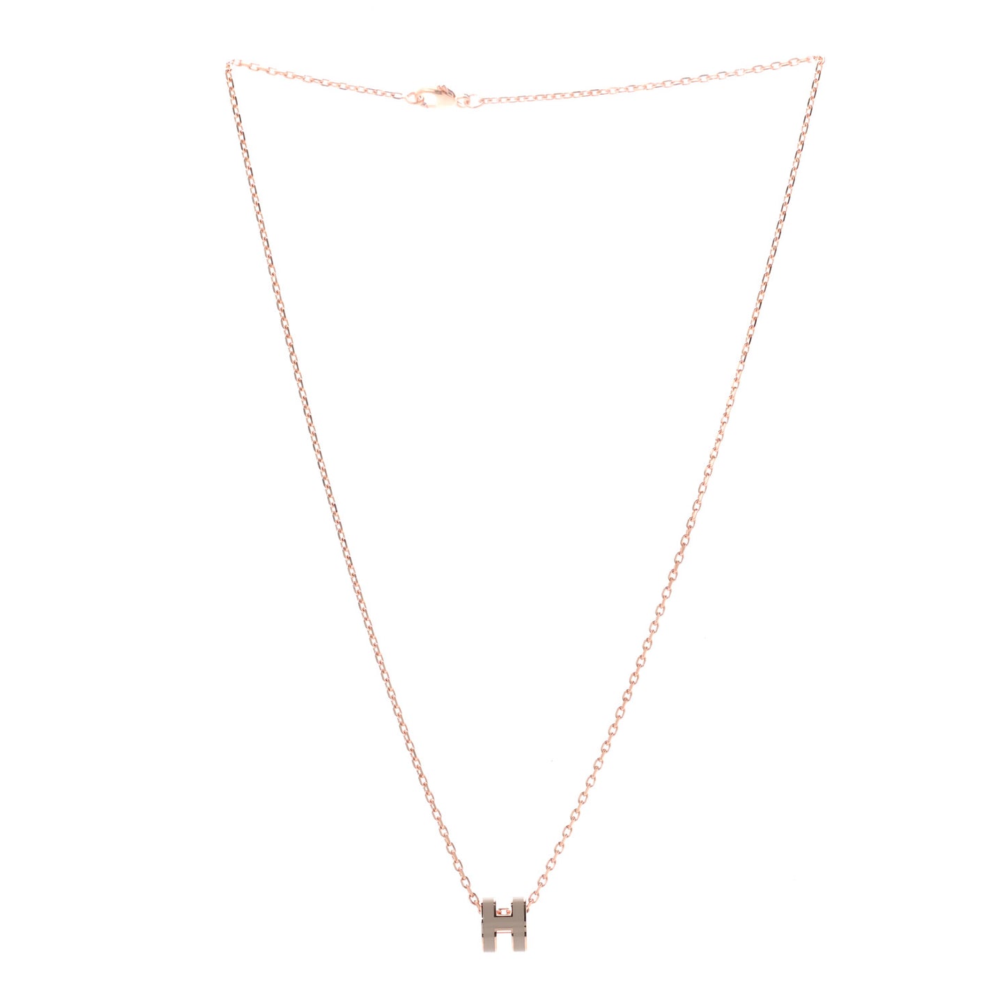 Lacquered Rose Gold Mini Pop H Pendant Necklace Marron Glace