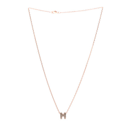 Hermes Lacquered Rose Gold Mini Pop H Pendant Necklace Marron Glace 3 of 6