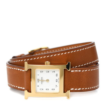 Hermes Stainless Steel Barenia 21mm Heure H Hour Double Tour Quartz Watch Fauve 2 of 5