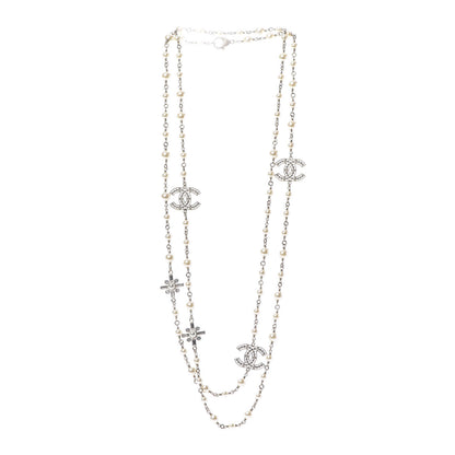 Chanel Crystal Baguette Pearl CC Cross Necklace Gold 3 of 6