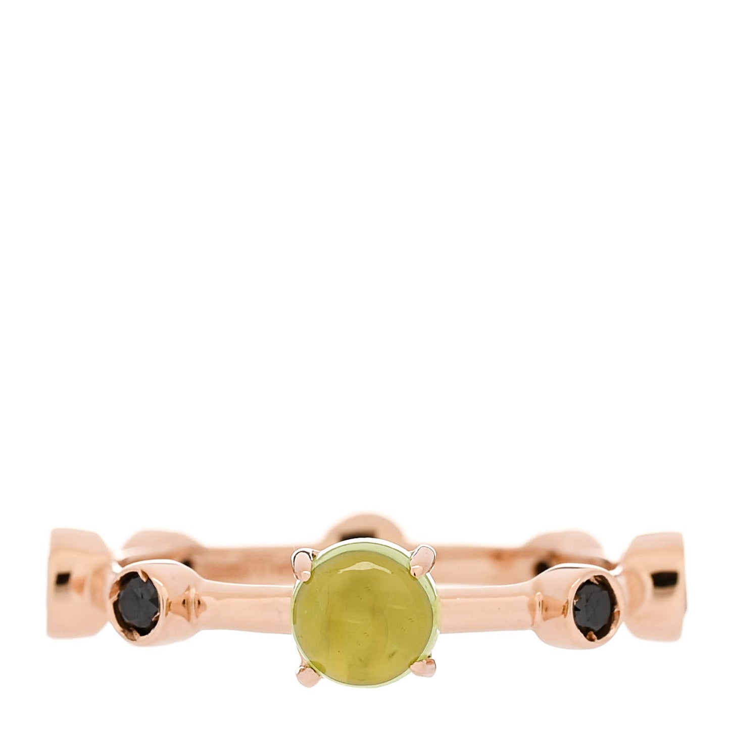 18K Rose Gold Black Diamond Peridot Band Ring 53 6.25