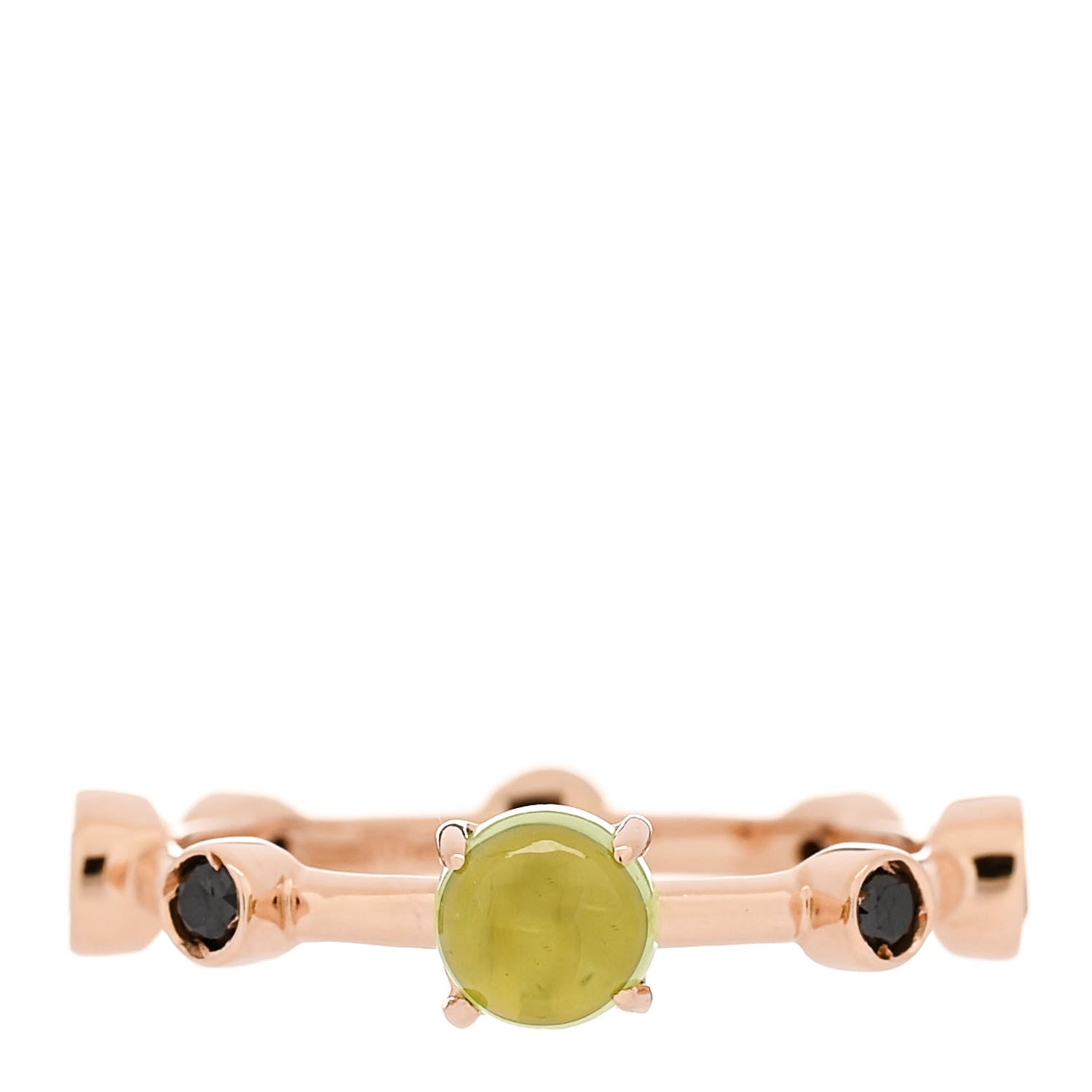 Damiani 18K Rose Gold Black Diamond Peridot Band Ring 53 6.25 1 of 5