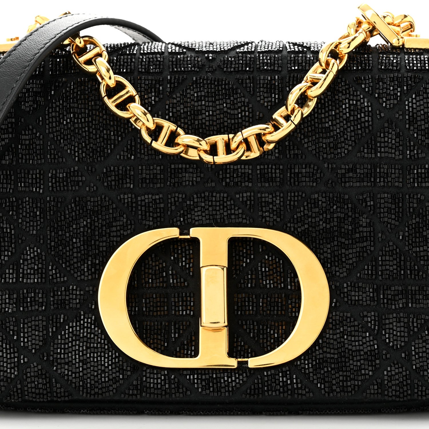 Christian Dior Calfskin Beaded Small Caro Bag Black 8 of 10