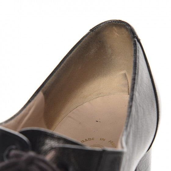 Calfskin CC Cap Toe Lace Up Oxfords 37 Black