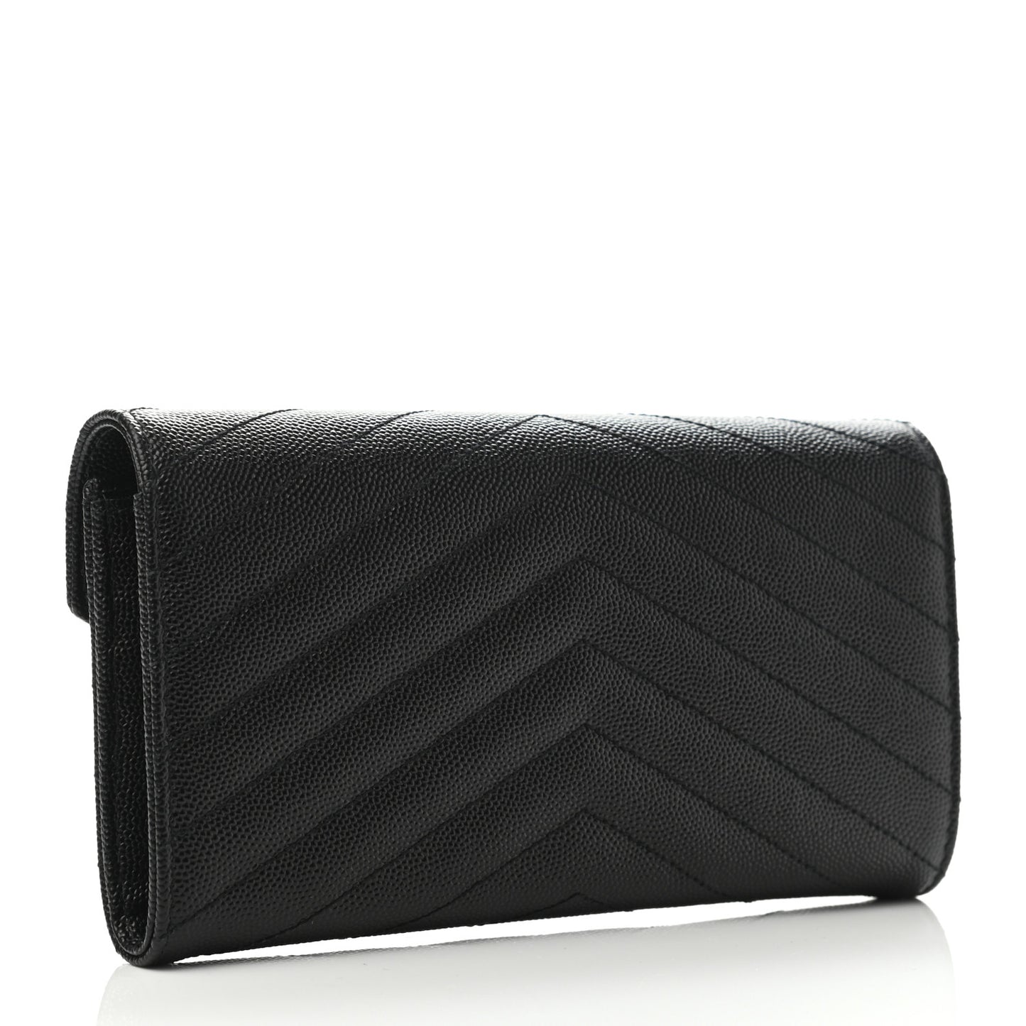 Grain De Poudre Matelasse Chevron Monogram Flap Wallet Black
